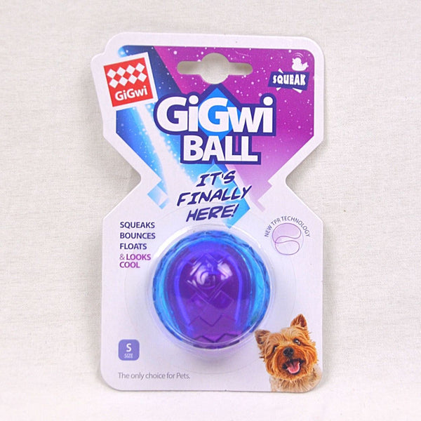 GIGWI Ball With Squeaker Transparent Purple Blue Dog Toy Gigwi S 