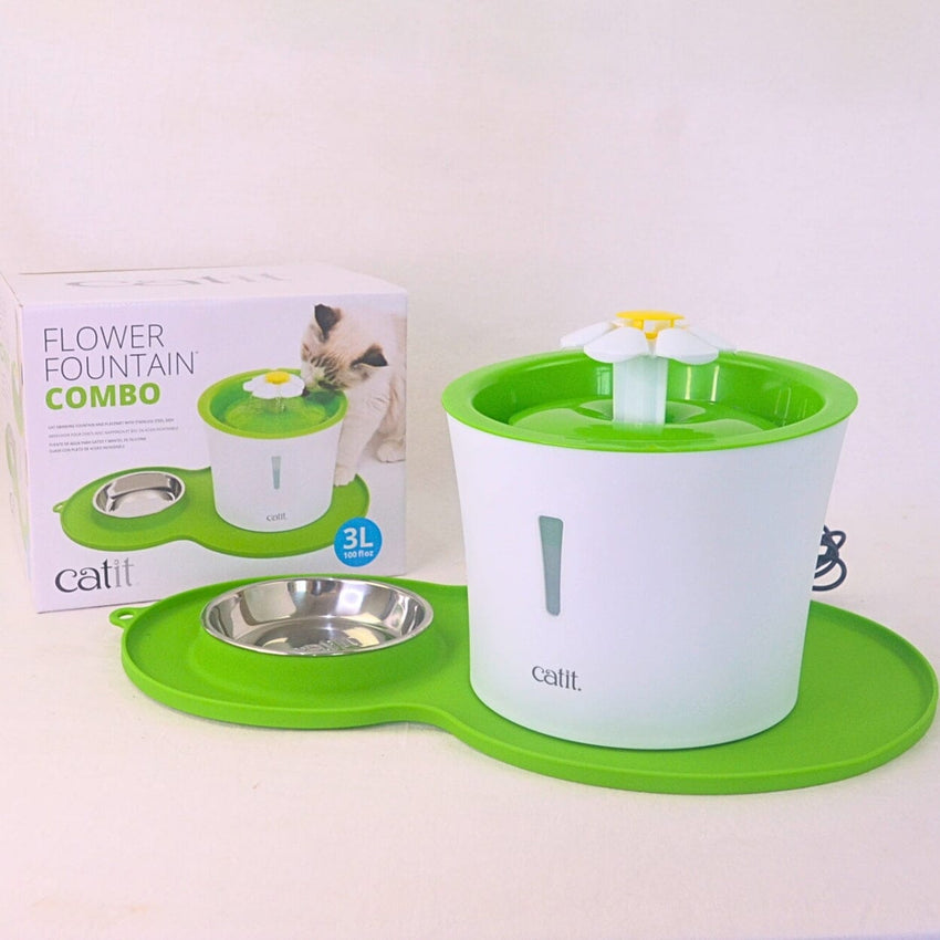 HAGEN 43730 Tempat Minum CATIT Flower Fountain with Placemat Kit 3L Pet Drinking Hagen 