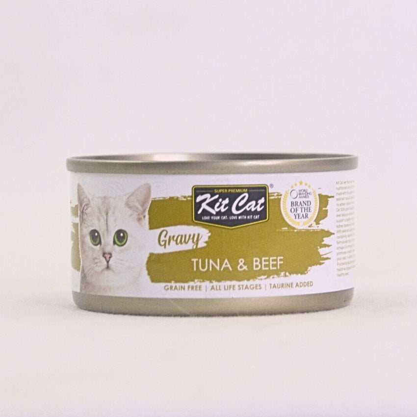KITCAT Cat Food Canned Petfood Classic Tuna Beef Gravy 70g Cat Food Wet Kit Cat 