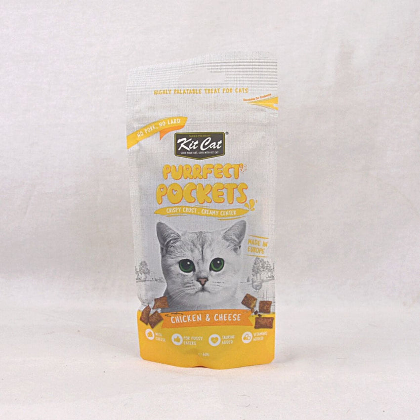 KITCAT Snack Kucing Purrfect Pockets Chicken and Cheese 60gr Cat Snack Kit Cat 