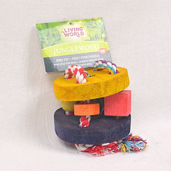LIVINGWORLD 81126 Jungelwood Rope Chime With Round Top,Bell,Bead,Block Bird Toys Living World 