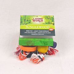 LIVINGWORLD 81127 Junglewood Rope Chime with Bell, Cylinder, Block and Bead Bird Toys Living World 