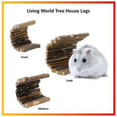 LIVINGWORLD Treehouse Real Wood Log Small Animal Habitat Living World 