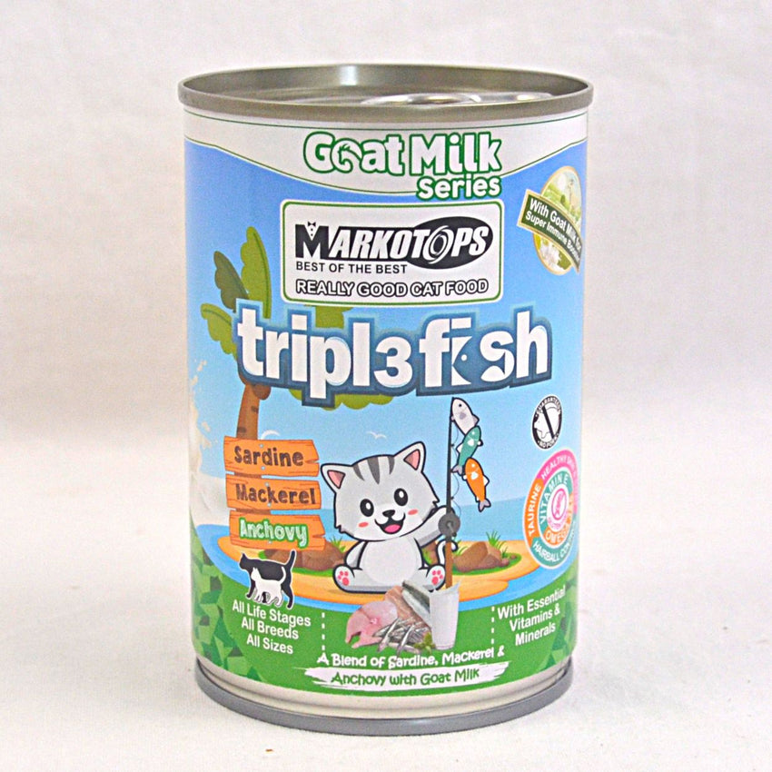 MARKOTOPS Adult Triple Fish Anchovy with Goat Milk 400gr Cat Food Wet Markotops 