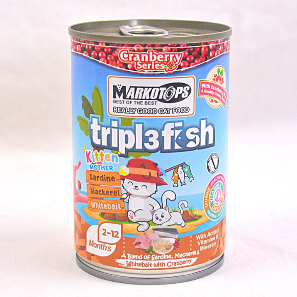 MARKOTOPS Kitten Triple Fish Whitebait with Cranberry 400gr Cat Food Wet Markotops 