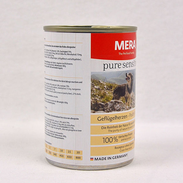MERADOG Pure Sensitive Wetfood Geflugeherzen Poultry Hearts 400g Dog Food Wet Meradog 