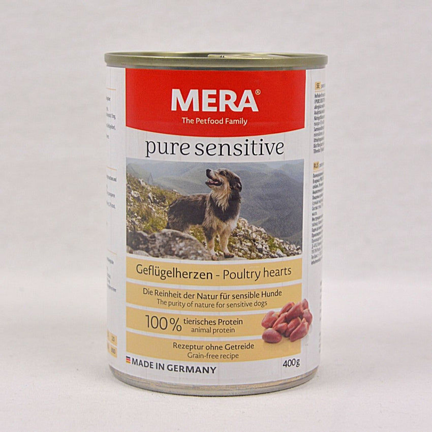 MERADOG Pure Sensitive Wetfood Geflugeherzen Poultry Hearts 400g Dog Food Wet Meradog 