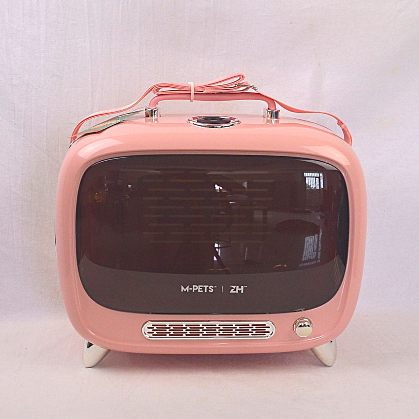MPETS Sixties TV Pet Carrier Travel Cage MPets Pink 