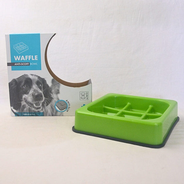 MPETS Waffle Slow Feed Bowl Chekered Pet Bowl MPets Green 