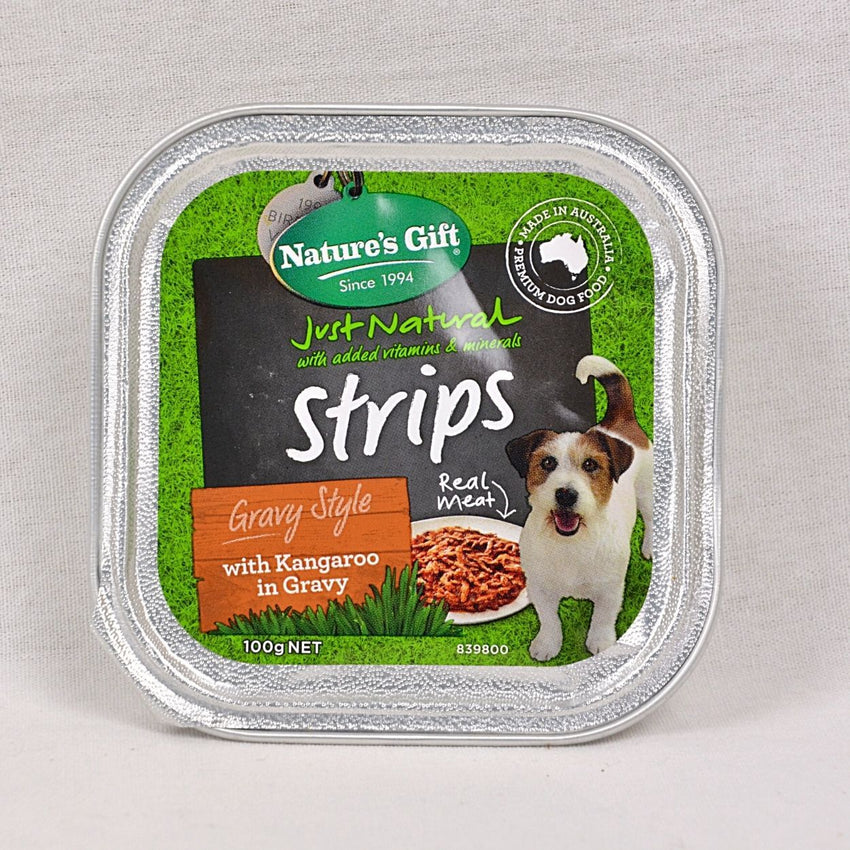 NATURE'S Gift Strips Gravy Style Kangaroo Tray 100gr Dog Food Wet Nature's Gift 