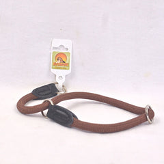 OCTAGON PAO1012 Nylon Rope Collar Leather Clamp 13mm x 65cm Pet Collar and Leash Octagon Brown 