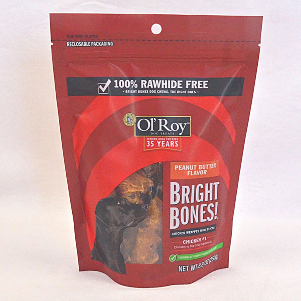 OLROY Bright Bones Chicken Wrapped mini Stick Peanut Butter 250g Dog Dental Chew Ol Roy 