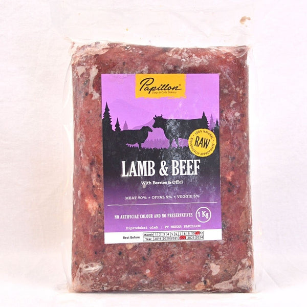 PAPILLON Raw Lamb Beef Berries Offal 1kg Frozen Food Papillon 