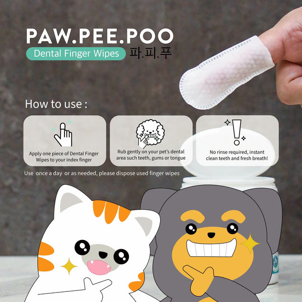 PAWPEEPOO Pembersih Gigi Dental Finger Wipes 50pcs Grooming Pet Care Paw Pee Poo 