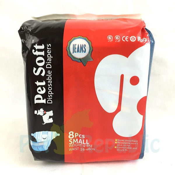PETSOFT Disposable Diapers JEANS Small 8pcs - Pet Republic Jakarta
