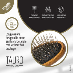 TAURO Sisir Anjing 63242 Wooden Line Massage Brush 22mm Grooming Tools Tauro Pro Line 