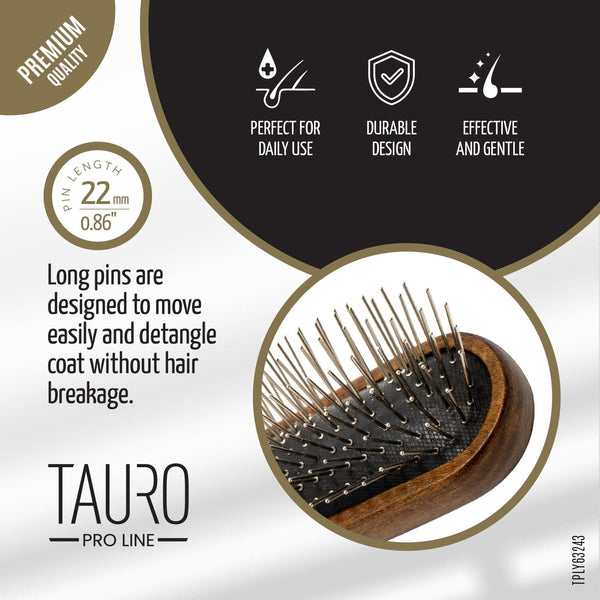 TAURO Sisir Anjing 63243 Wooden Line Massage Brush Oblong Grooming Tools Tauro Pro Line 