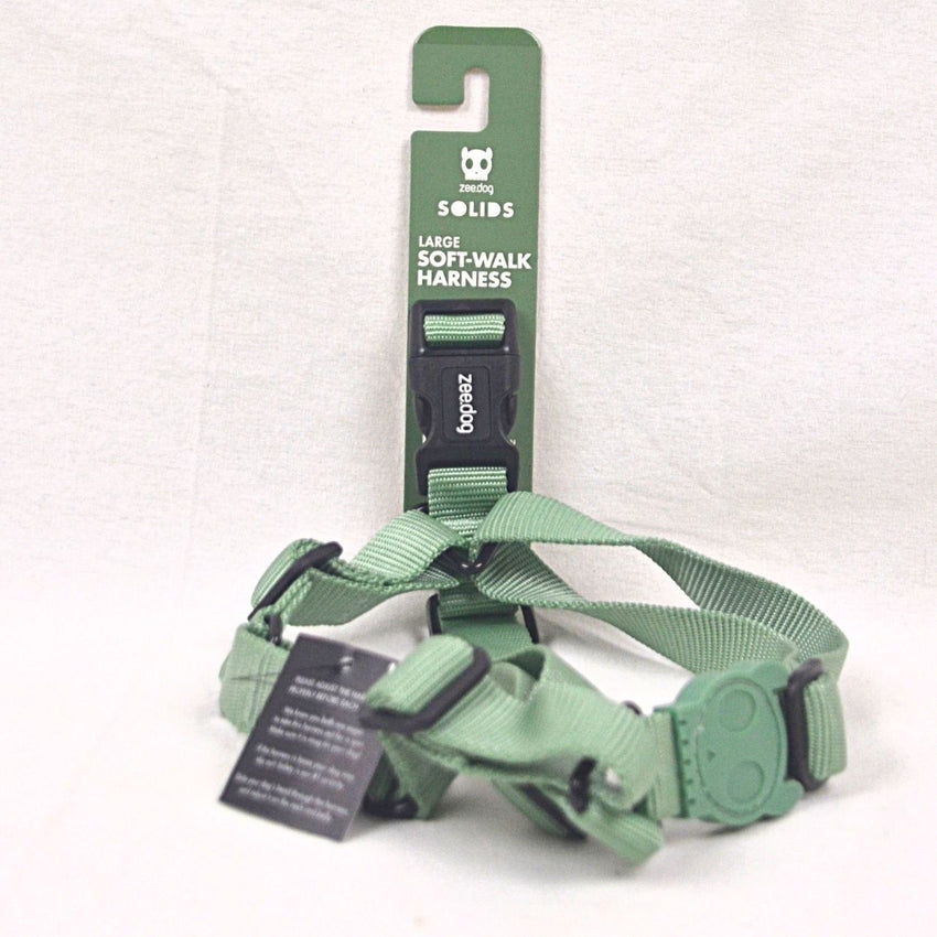 ZEEDOG Soft Walk Harness Solids Army Green Pet Collar and Leash Zee Dog Large 